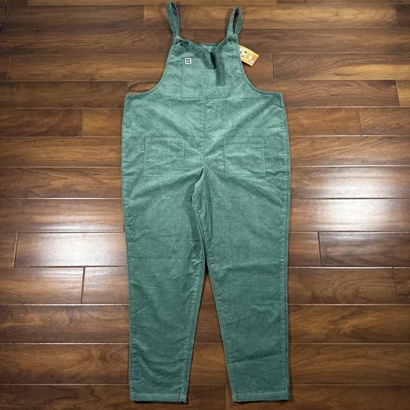 Lucy & Yak Women Size US 16 R Green Corduroy Original Organic Dungaree Overalls - Picture 2 of 11